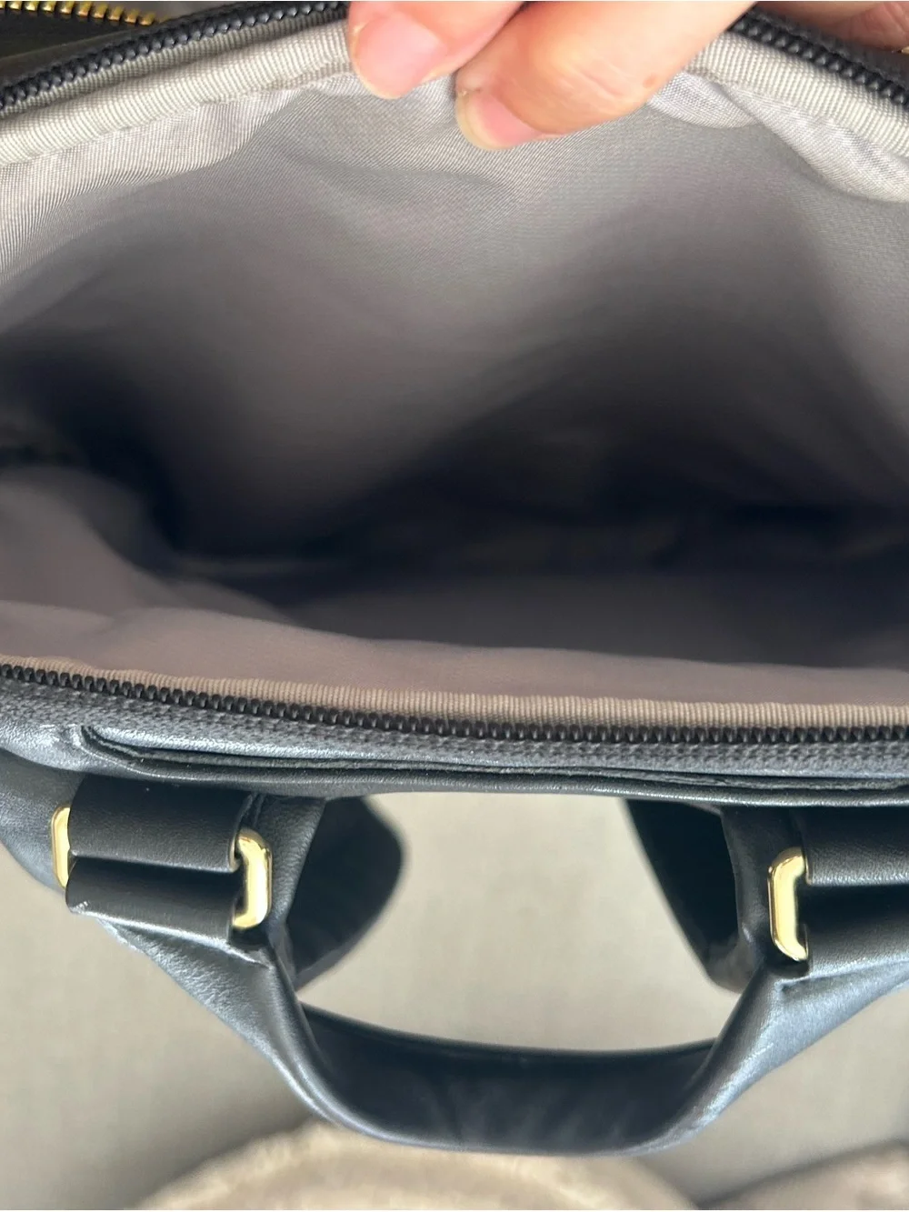 Tumi Black Leather Interior ID Patch with Gold Logo